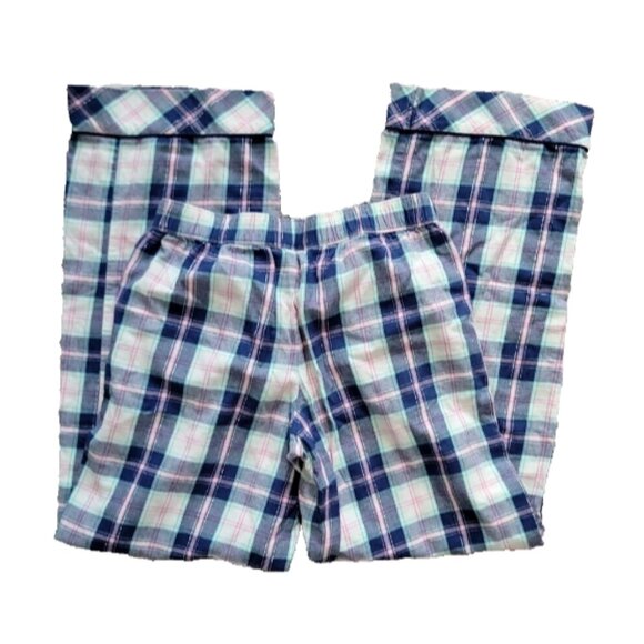 Y2K 2000's Victoria's Secret Luxe Navy, White & Pink Plaid Pajama Bottoms XS - Picture 3 of 6